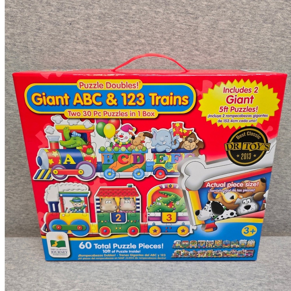 New The Learning Journey Giant ABC & 123 Trains Floor Puzzles 2-Puzzels in 1 Box